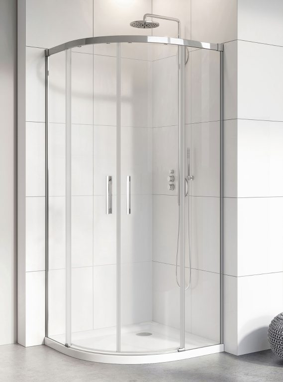 Sprchový kout 1200x900mm, asymetrický, chrom/čiré sklo, posuvné dveře