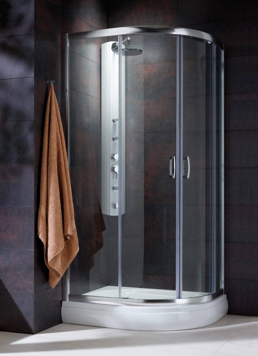 Sprchový kout asymetrický 900x800mm čiré sklo/chrom