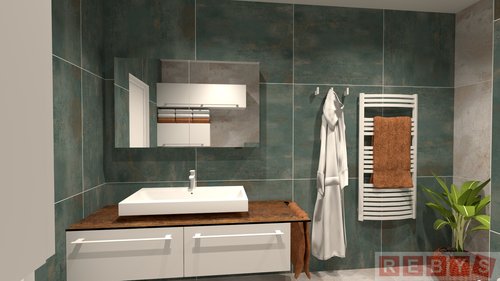 Koupelnový nábytek na míru dle grafického návrhu (2zásuvková umyvadlová skříňka, lamino/kompakt-1,6m)