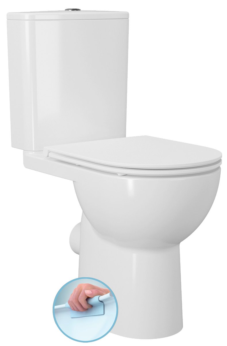 SANIVEX WC kombi, zvýšený sedák, Rimless, spodní/zadní odpad, bílá